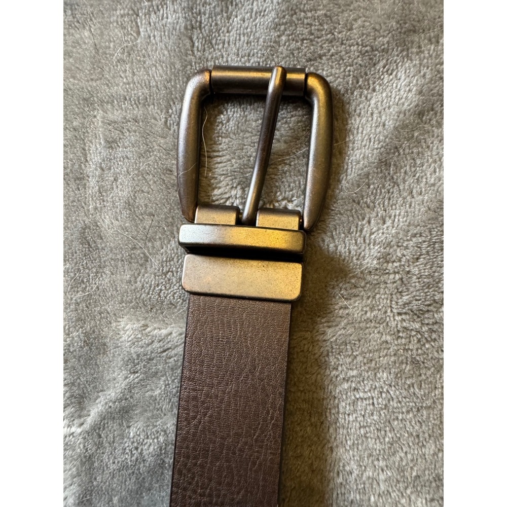 Cat & jack Kids Reversible Belt Black Brown Faux Leather Gunmetal Buckle 30 Inch - Picture 3 of 7